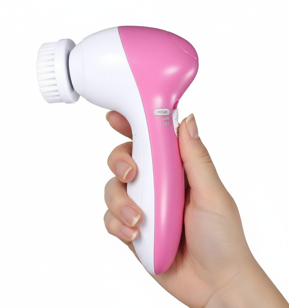Brosse Nettoyante Visage Électrique 5 en 1 – Nettoyeur Facial SPA, Exfoliant, Massant et Anti-Points Noirs